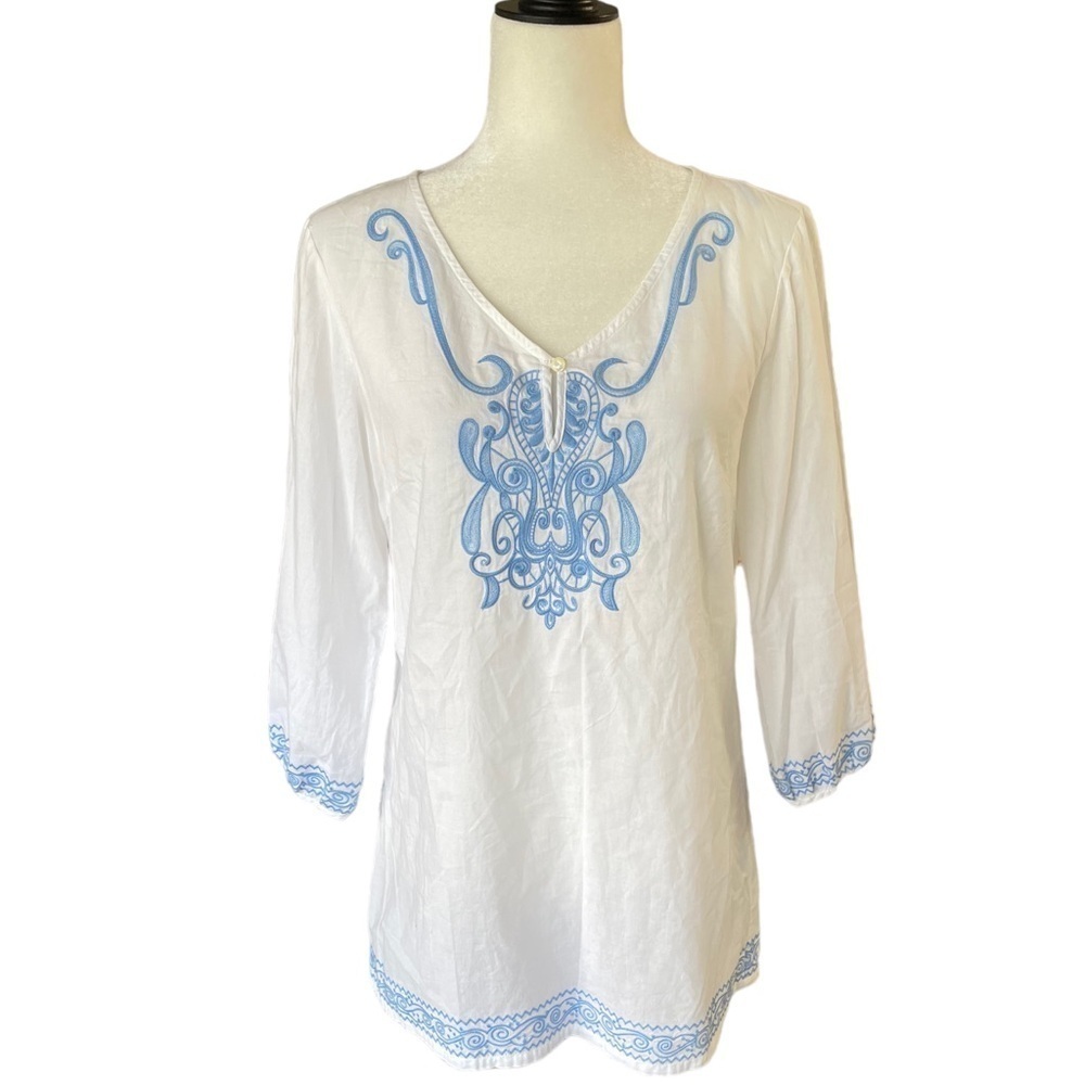 NWOT J. McLaughlin Embroidered Pembrooke Tunic Top White - Picture 12 of 12